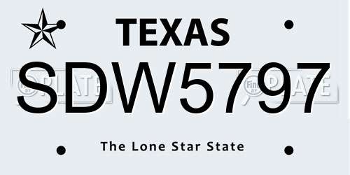SDW5797 Texas License Plate