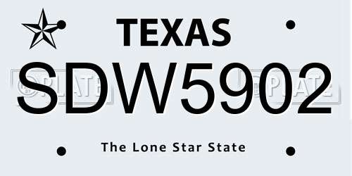 SDW5902 Texas License Plate