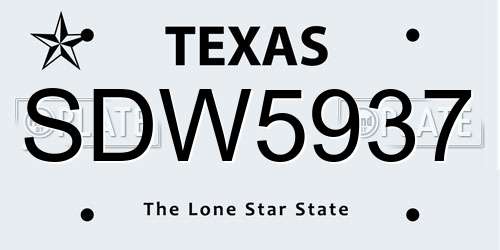 SDW5937 Texas License Plate