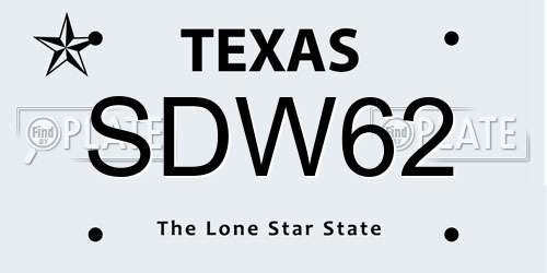 SDW62 Texas License Plate