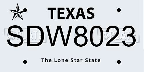 SDW8023 Texas License Plate