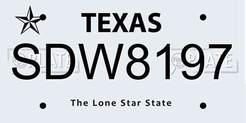 SDW8197 Texas License Plate