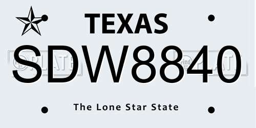 SDW8840 Texas License Plate