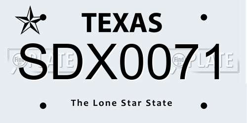 SDX0071 Texas License Plate