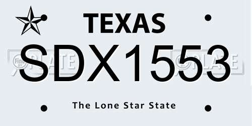 SDX1553 Texas License Plate
