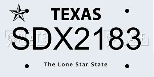 SDX2183 Texas License Plate