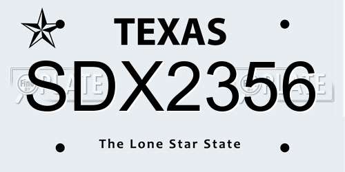 SDX2356 Texas License Plate