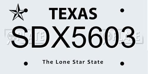 SDX5603 Texas License Plate