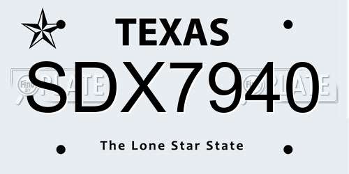 SDX7940 Texas License Plate