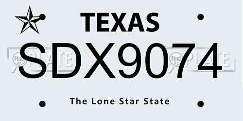 SDX9074 Texas License Plate