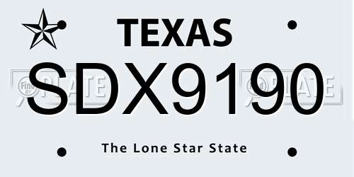 SDX9190 Texas License Plate
