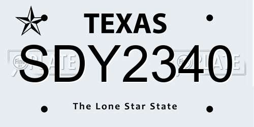 SDY2340 Texas License Plate