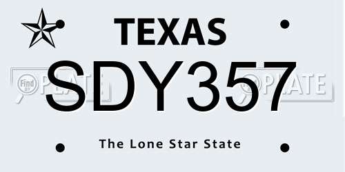SDY357 Texas License Plate