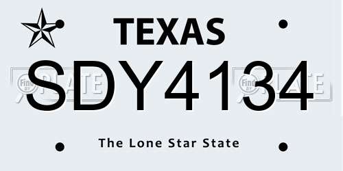 SDY4134 Texas License Plate
