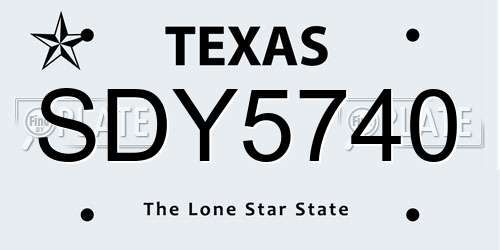 SDY5740 Texas License Plate