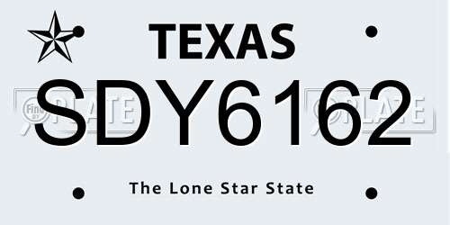 SDY6162 Texas License Plate