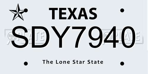 SDY7940 Texas License Plate