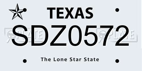 SDZ0572 Texas License Plate