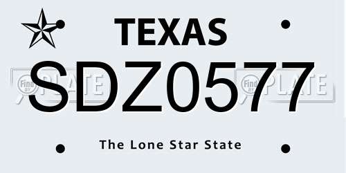 SDZ0577 Texas License Plate