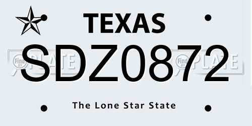 SDZ0872 Texas License Plate