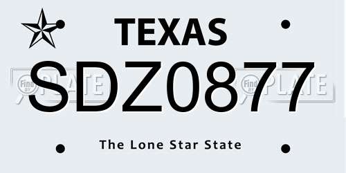 SDZ0877 Texas License Plate