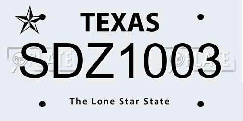 SDZ1003 Texas License Plate