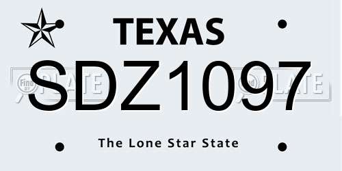 SDZ1097 Texas License Plate