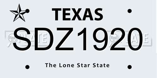 SDZ1920 Texas License Plate