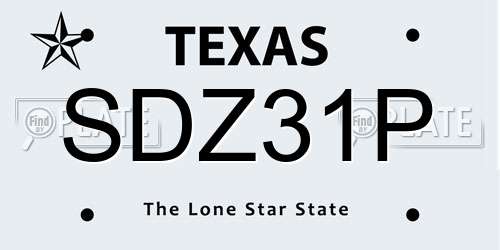 SDZ31P Texas License Plate