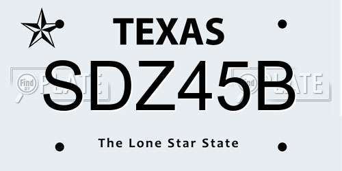 SDZ45B Texas License Plate