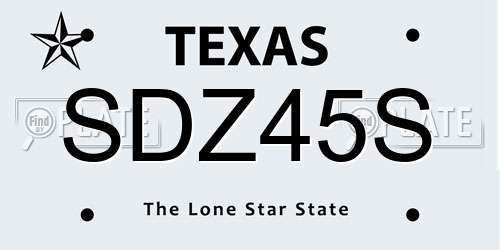 SDZ45S Texas License Plate
