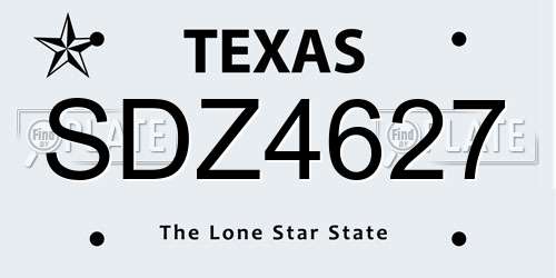 SDZ4627 Texas License Plate