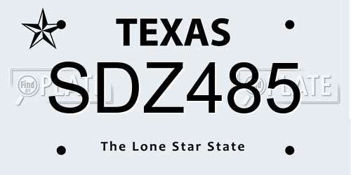 SDZ485 Texas License Plate