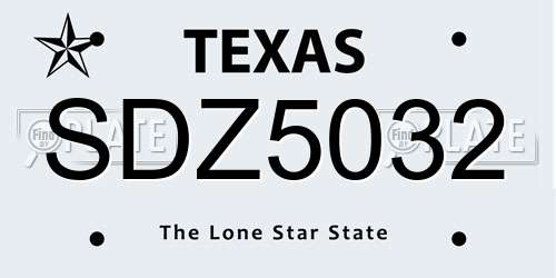 SDZ5032 Texas License Plate
