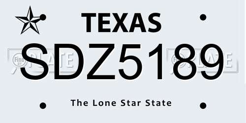 SDZ5189 Texas License Plate