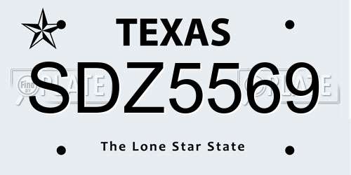 SDZ5569 Texas License Plate