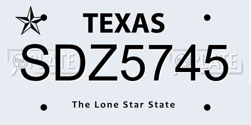 SDZ5745 Texas License Plate