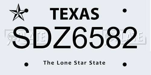 SDZ6582 Texas License Plate