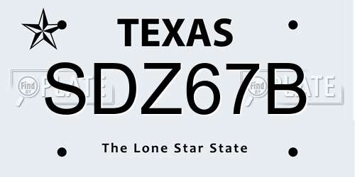 SDZ67B Texas License Plate