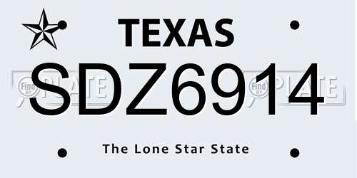 SDZ6914 Texas License Plate