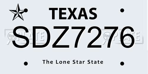 SDZ7276 Texas License Plate