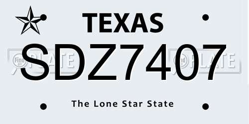 SDZ7407 Texas License Plate