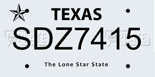 SDZ7415 Texas License Plate