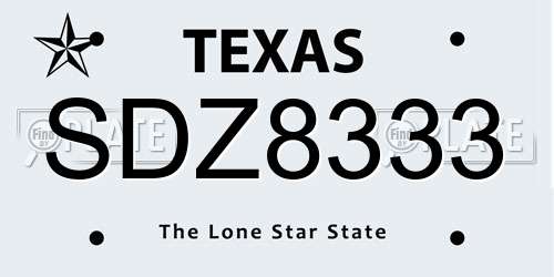 SDZ8333 Texas License Plate