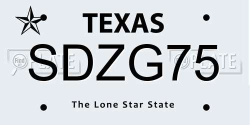 SDZG75 Texas License Plate
