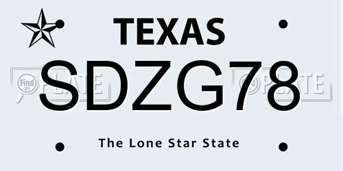 SDZG78 Texas License Plate