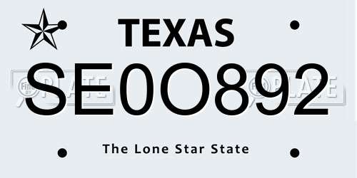 SE0O892 Texas License Plate