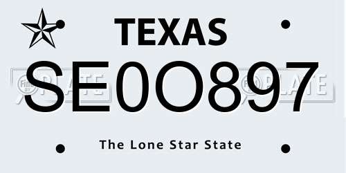 SE0O897 Texas License Plate