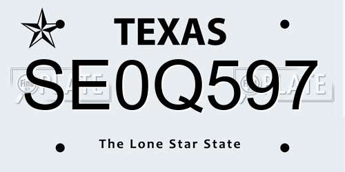 SE0Q597 Texas License Plate