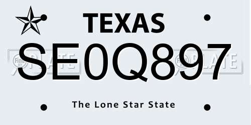 SE0Q897 Texas License Plate